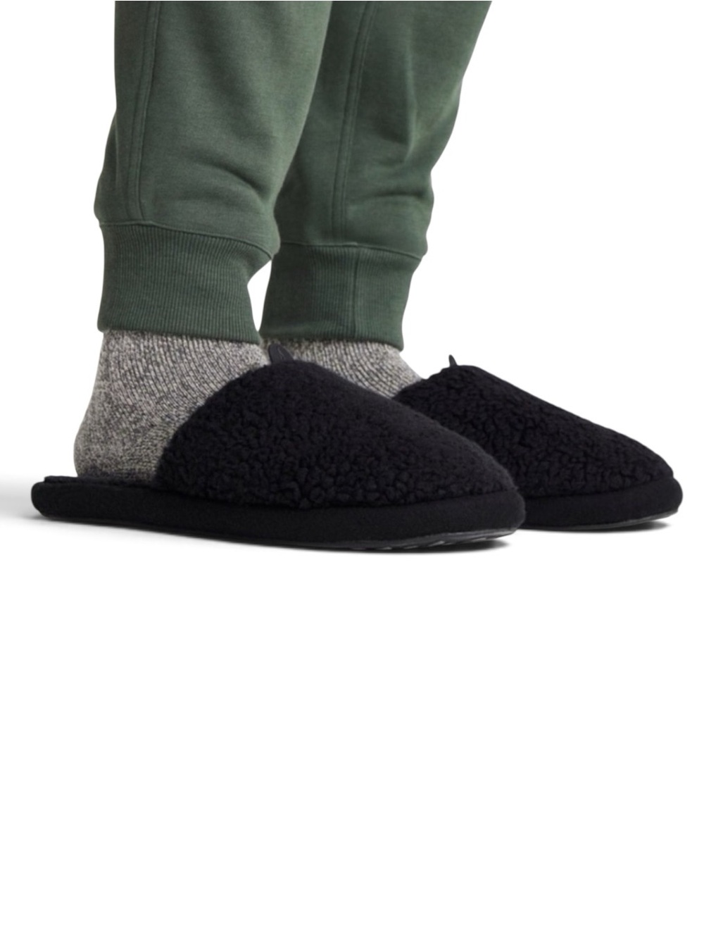 NEW AllBirds Black Dwellers Fluffy Wool Slip-On Slippers Mens X-Large (11-12)